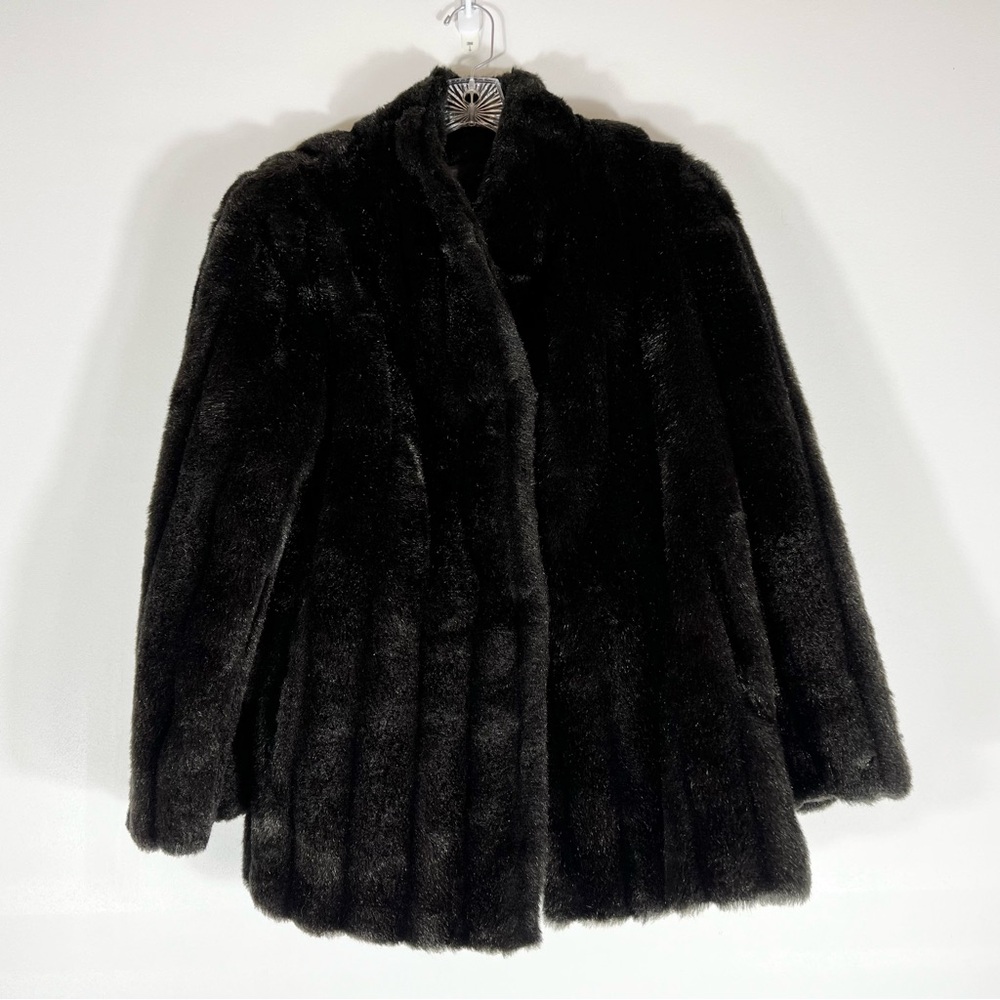 Del Bene Faux Fur Black Coat Sz L Made In USA Women's Club, Evening, Wealthy